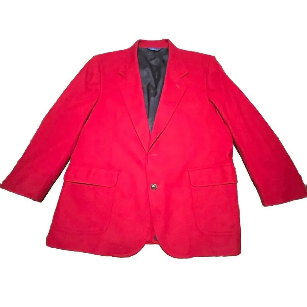 Pendleton Men's Size 46 Virgin Wool Bright Red blazer coat vintage USA - Picture 8 of 14